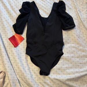 Elegant Black Tiger Friday leotard NWT